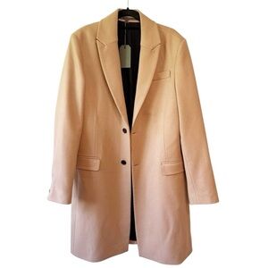 All Saints Men's Jemison Wool Cashmere Blend Long Coat Camel Brown Size 38 NWT